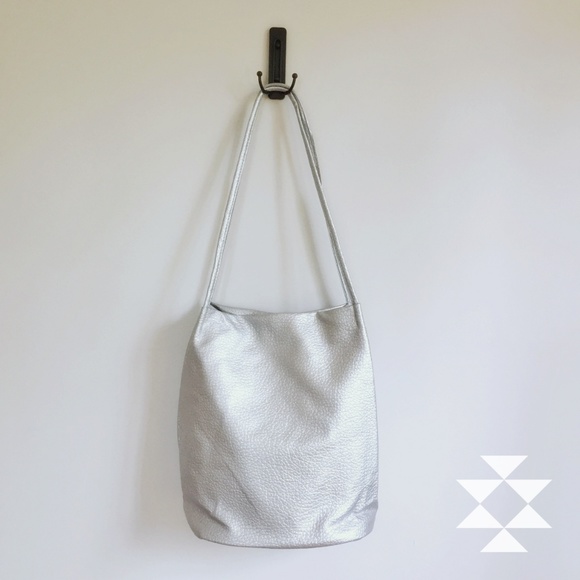 Indian Way Co Handbags - Silver Soft Leather Bucket Shoulder Bag Purse NEW!